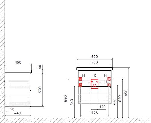 Тумба с раковиной STWORKI Колдинг 60, антрацит, с раковиной Moduo 40 RING, столешница серая матовая в Москве